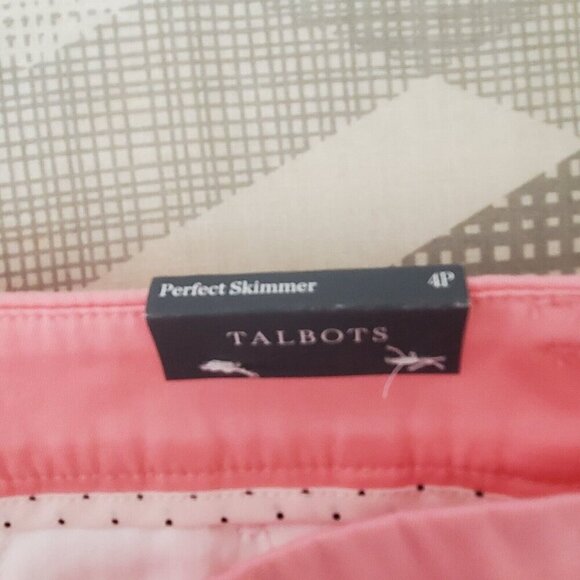 Talbots Perfect Skimmer Pants 4P Petite Pink Capri Midrise Cropped Stretch - Picture 4 of 13
